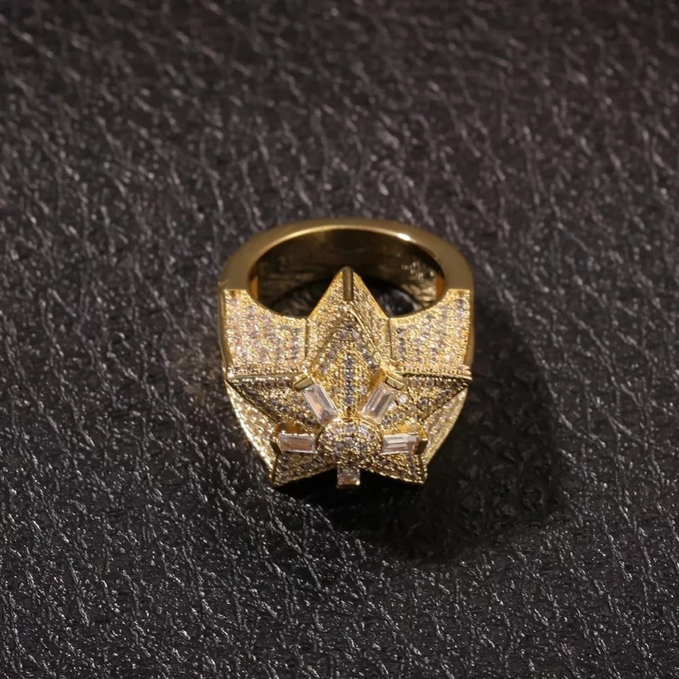 Iced Out Micro Pave Cube Star Ring 🌟