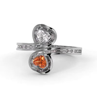 “Toi Et Moi” 18ct Gold Double Heart Baguette Diamond Ring
