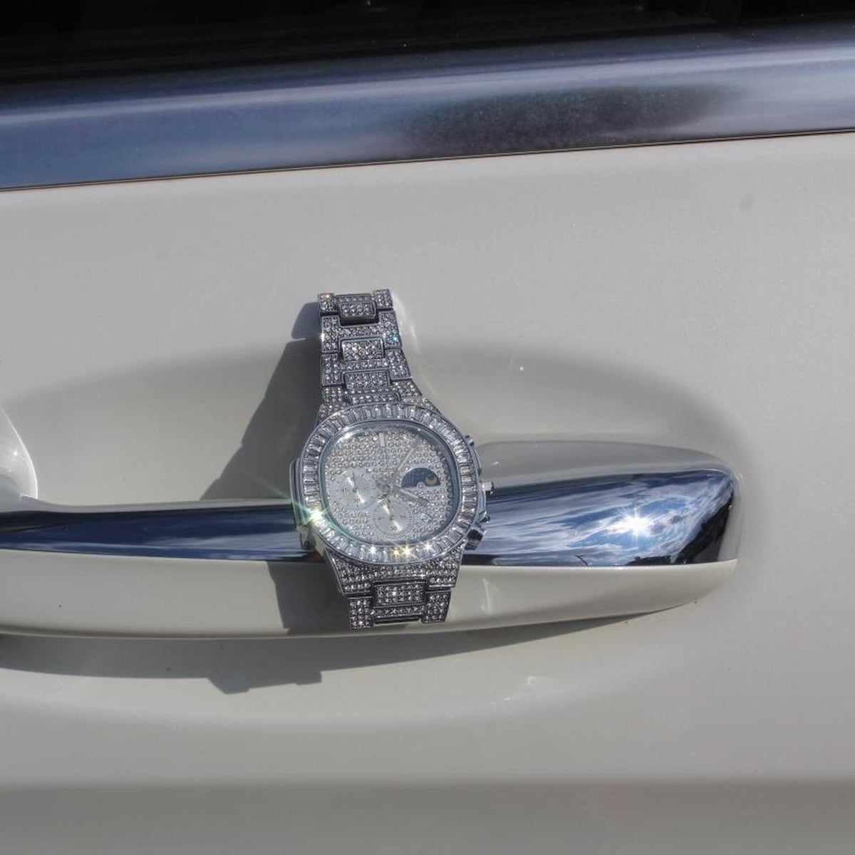 Iced Out Baguette Moonphase Dripwatch