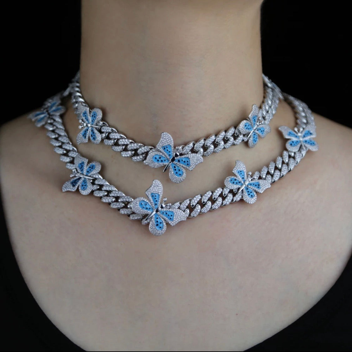Iced Out Multicolor Butterfly Choker 🦋