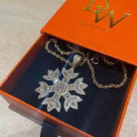 Iced Out Baguette Snowflake Pendant