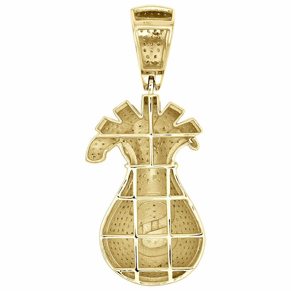 10K Yellow Gold 0.80 CT Yellow Diamond Money Bag Pendant