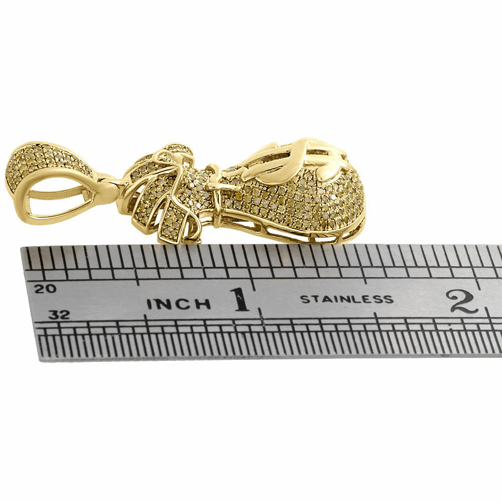 10K Yellow Gold 0.80 CT Yellow Diamond Money Bag Pendant