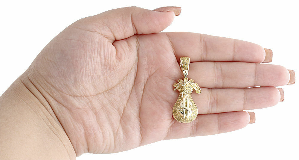 10K Yellow Gold 0.80 CT Yellow Diamond Money Bag Pendant