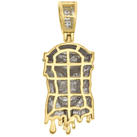 10K Yellow Gold 1/2 CT Pave Diamond Jesus Face Drip Pendant 1.55"