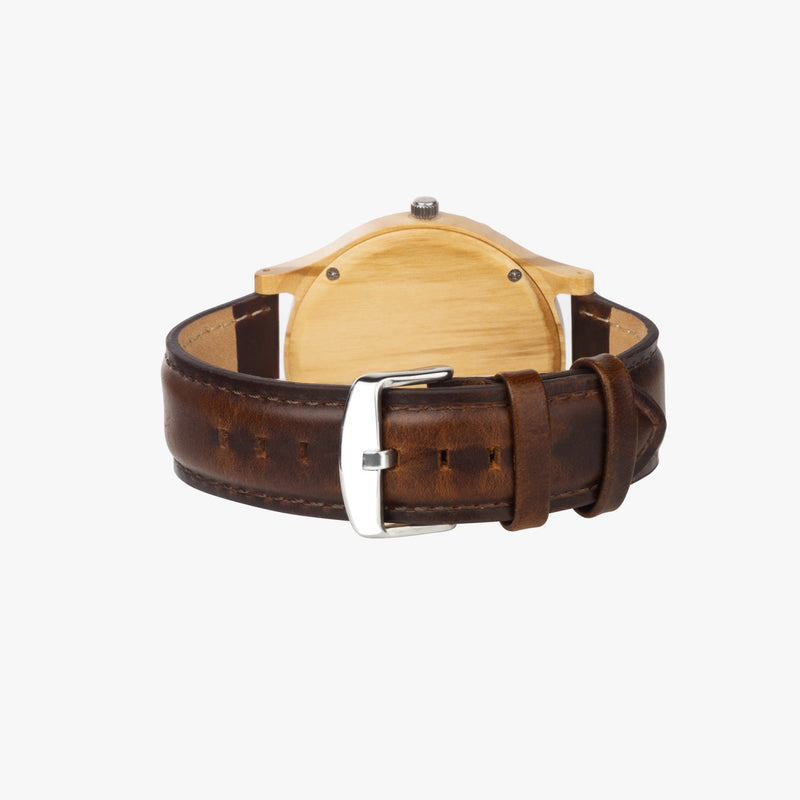 Dripwatch Italian Olive Leather Strap Wooden Watch