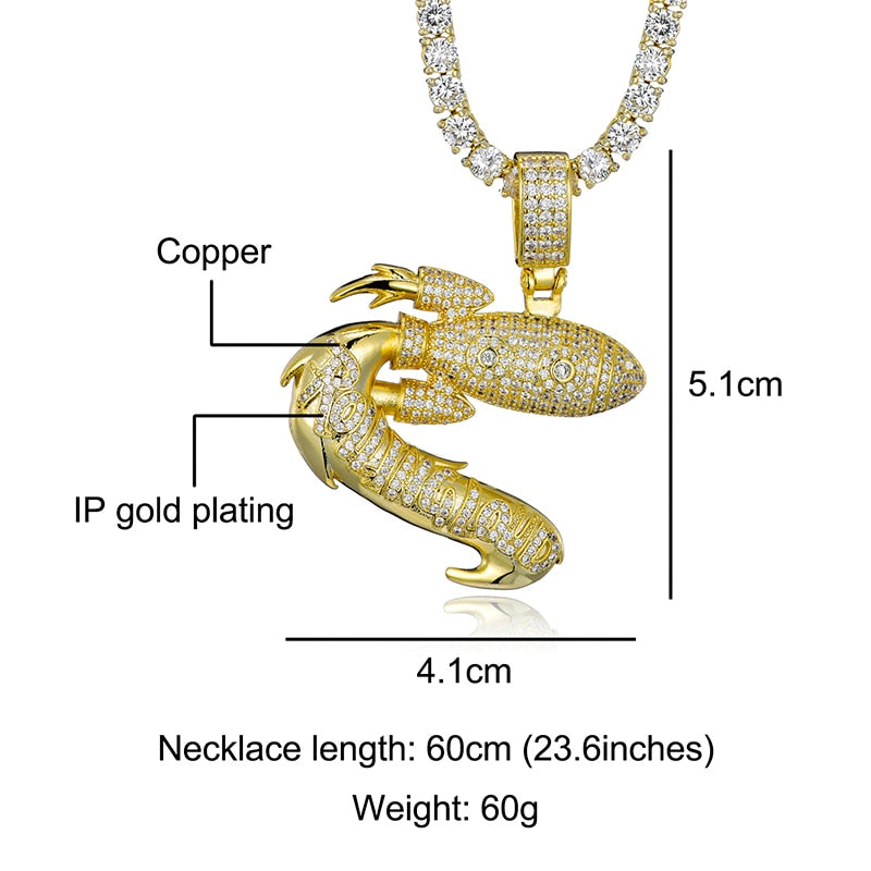 Iced Out Rolling LOUD Rocket Pendant