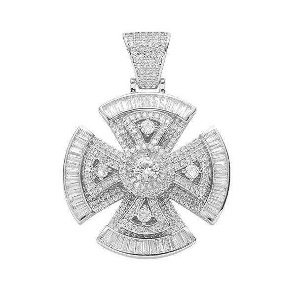 Iced Out Spinner Cross Pendant