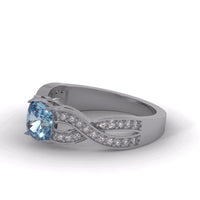 Solitaire Aquamarine 18 Ct Gold Diamond Infinity Ring
