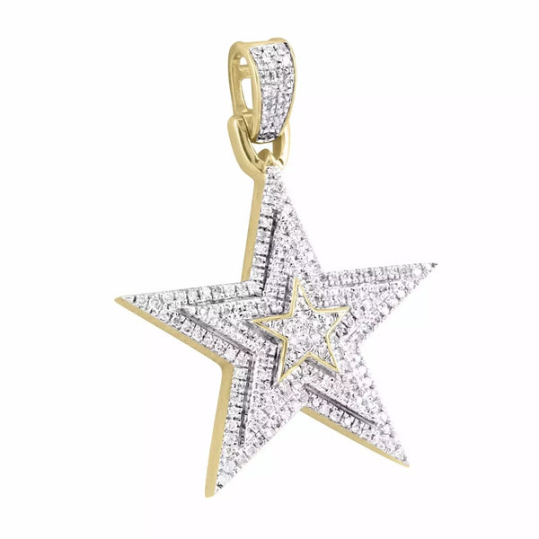 10K Gold 2CT Round Diamond Studded Star Pendant ⭐️