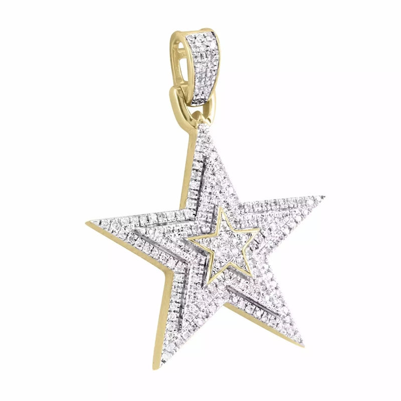10K Gold 2CT Round Diamond Studded Star Pendant ⭐️