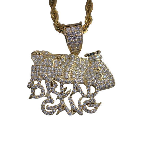 14k Iced Out Bread Gang Money Pendant