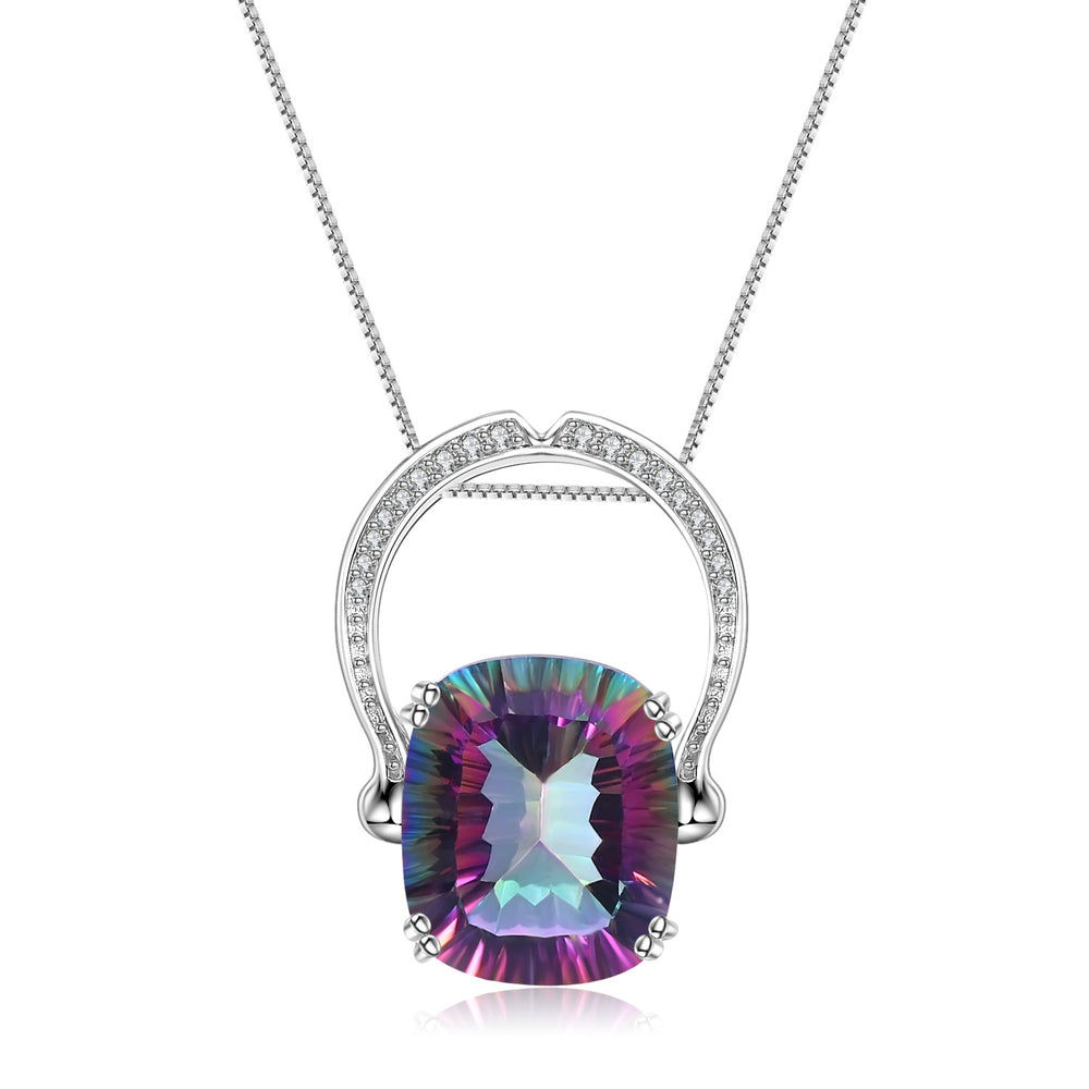18.42CT Solitaire Mystic Quartz 925 Sterling Silver Necklace Pendant
