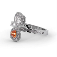 “Toi Et Moi” 18ct Gold Double Heart Baguette Diamond Ring