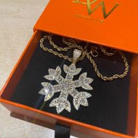 Iced Out Baguette Snowflake Pendant