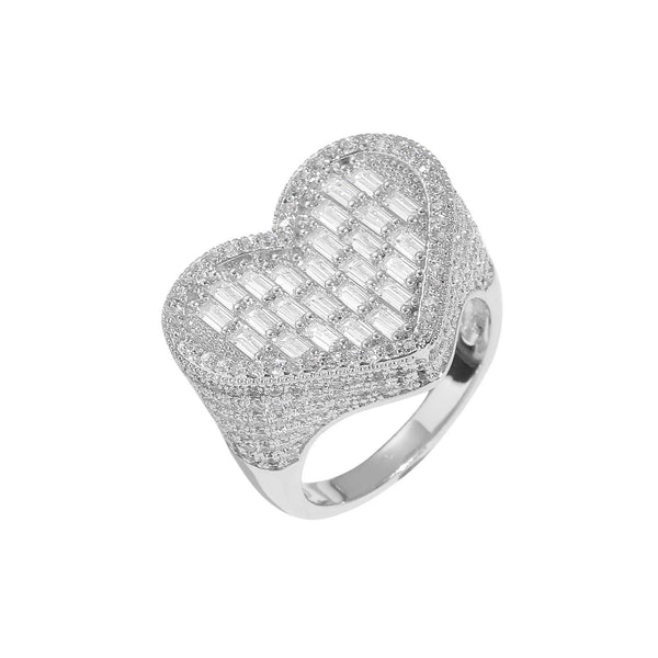 Dripwatch Iced Out Baguette Heart Rings