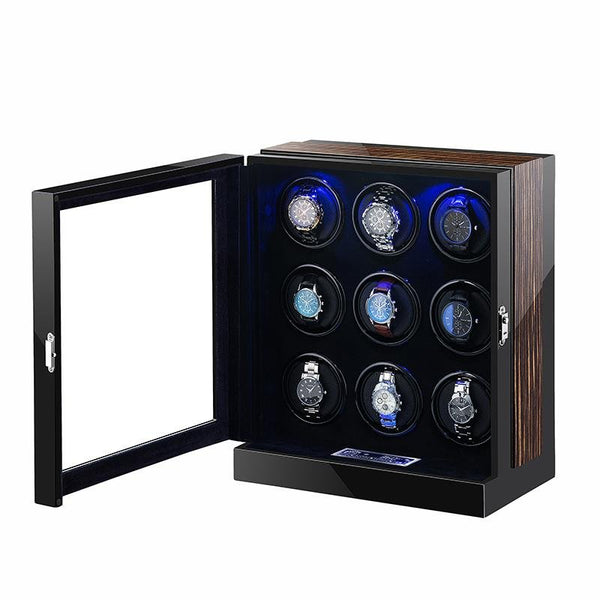 automatic-wooden-watch-winder-box-with-9-slots-mechanical-display-+-silent-motor-and-plug-dripwatch.store
