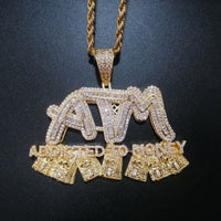 Iced Out Addicted To Money ATM Letters Pendant